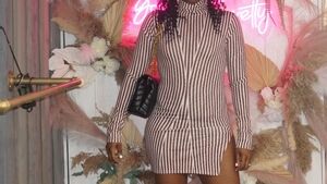 Striped Turtleneck Mini Dress